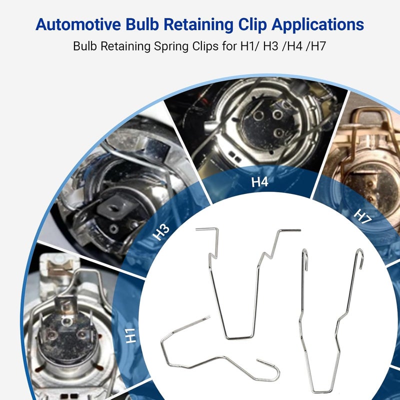 TEANTECH Bulb Retaining Spring Clips for H1/ H3 /H4 /H7 24pcs Car Bulb Clip Bulb Universal Car Headlight Clamp Headlamp Dip Dipped Beam Bulb Hoder - Image 2